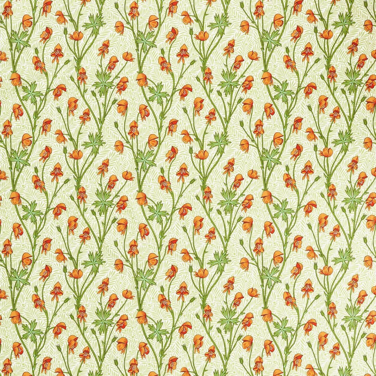 Monkshood Tangerine/Sage Fabric by William Morris & Co.