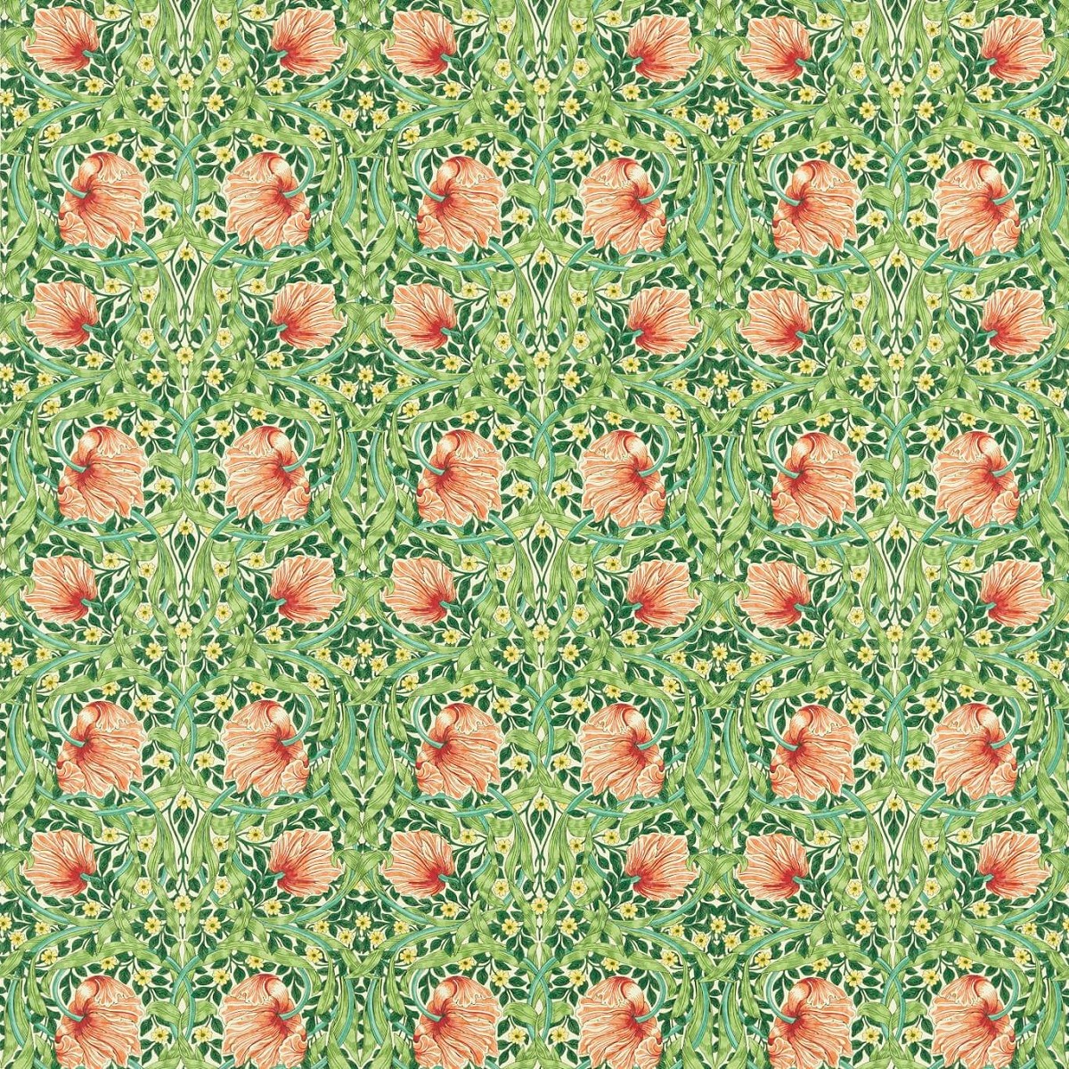 Pimpernel Shamrock/Watermelon Fabric by William Morris & Co.
