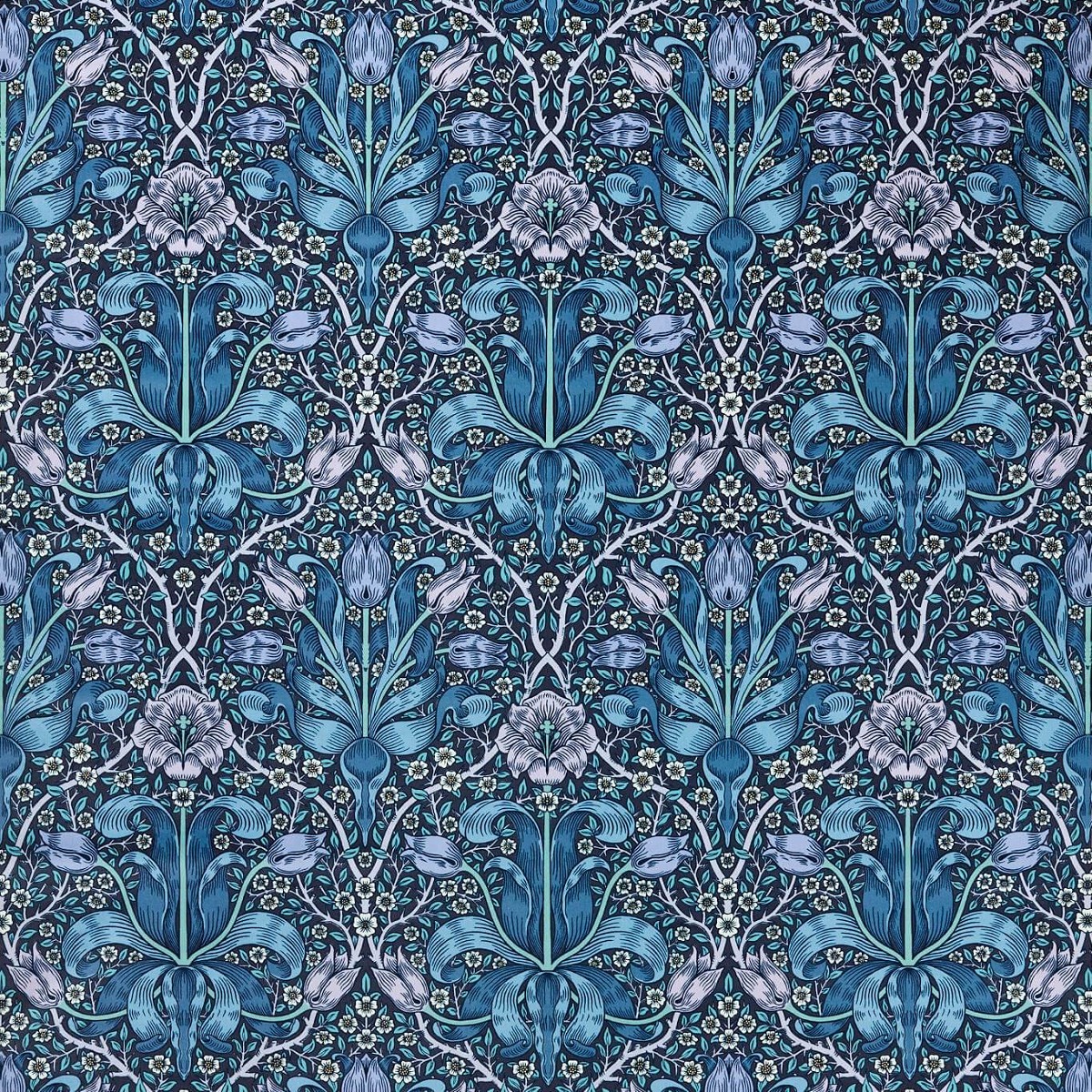 Spring Thicket Midnight/Lilac Fabric by William Morris & Co.
