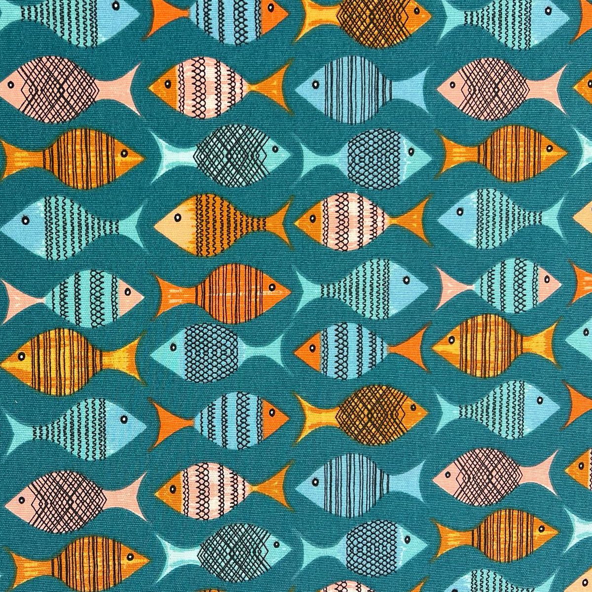 Go Fish Teal Fabric by Britannia Rose