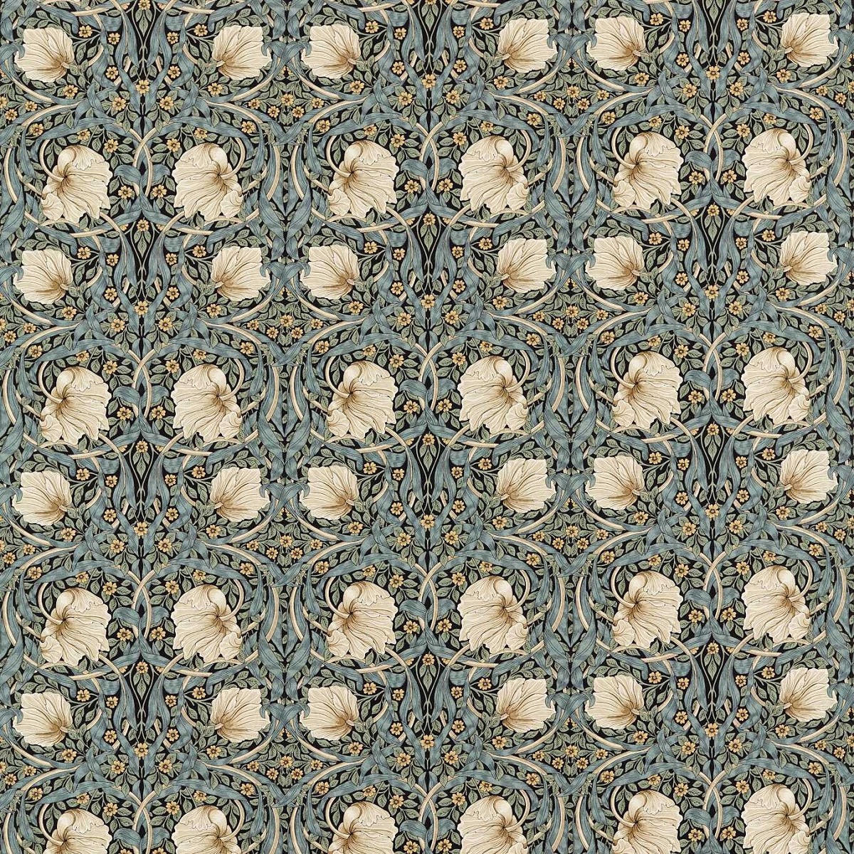 Pimpernel Ink/Sage Fabric by William Morris & Co.