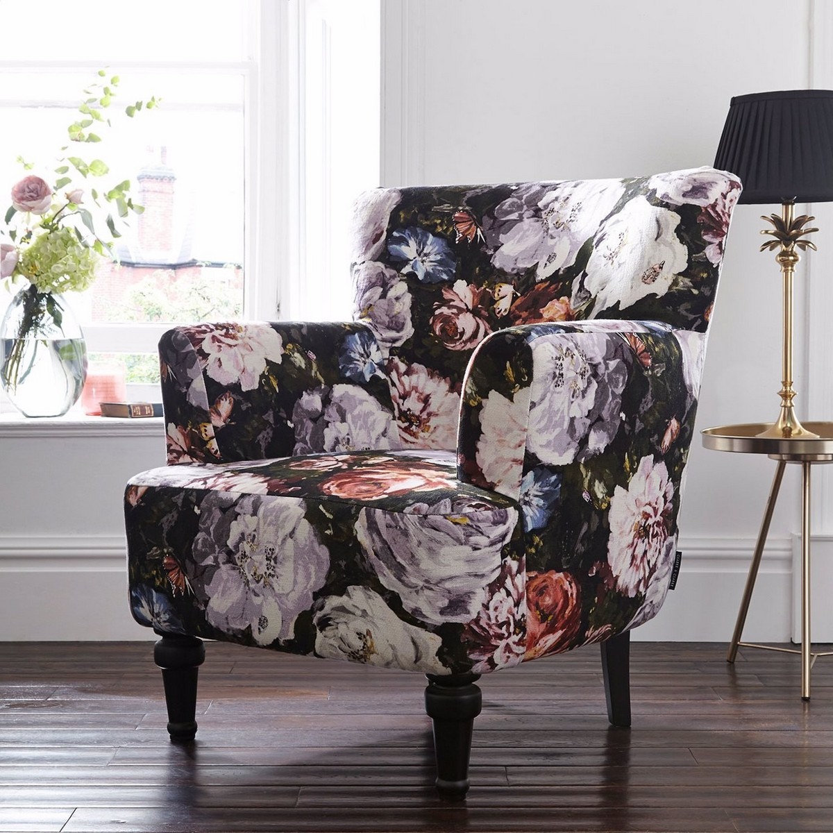 Floretta Blush Dalston Chair Fabric by Clarke & Clarke