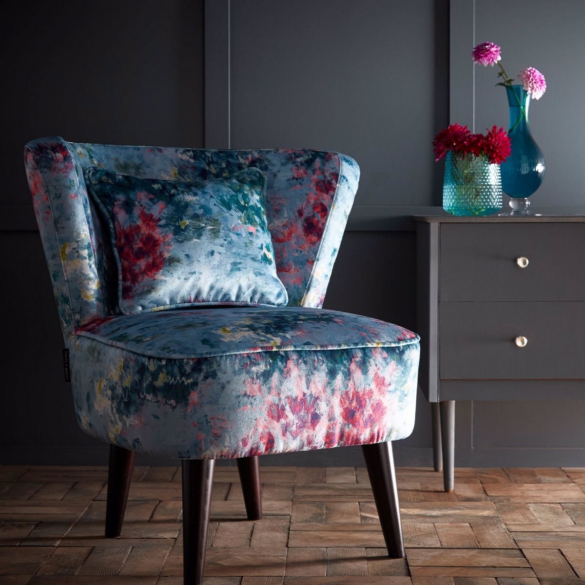 Fiore Mineral Lexi Chair Fabric by Clarke & Clarke