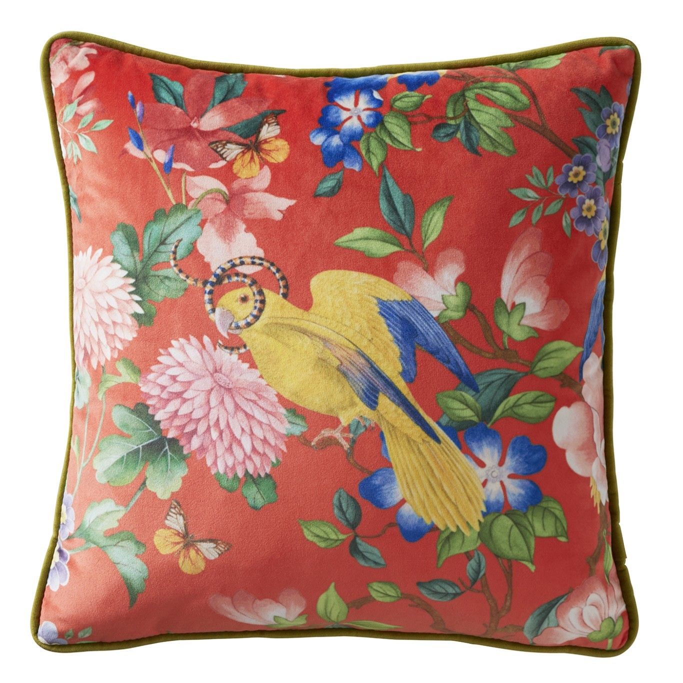 Golden Parrot Coaral Cushion Fabric by Wedgwood