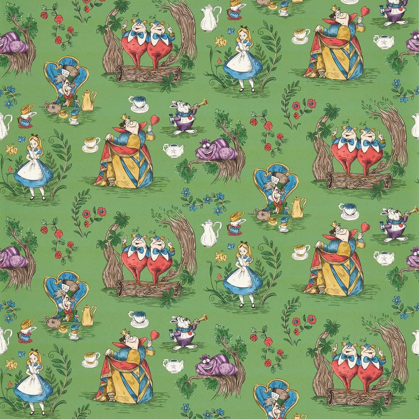 Alice In Wonderland Gumball Green Fabric by Sanderson