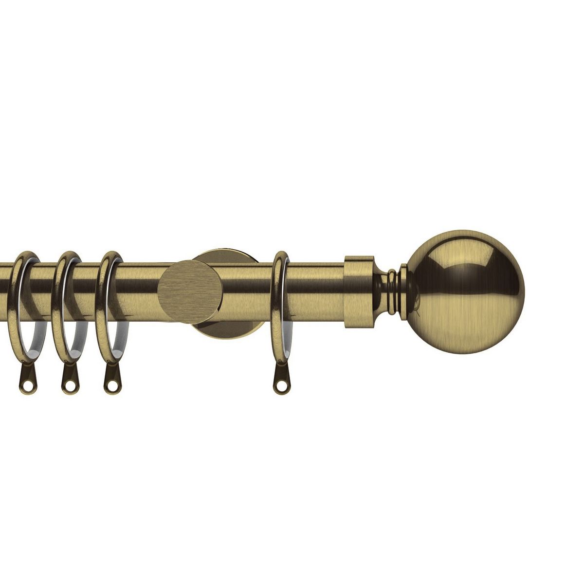 Integra Elements 28mm Antique Brass With Belgravia Finials Fabric by Hallis Hudson