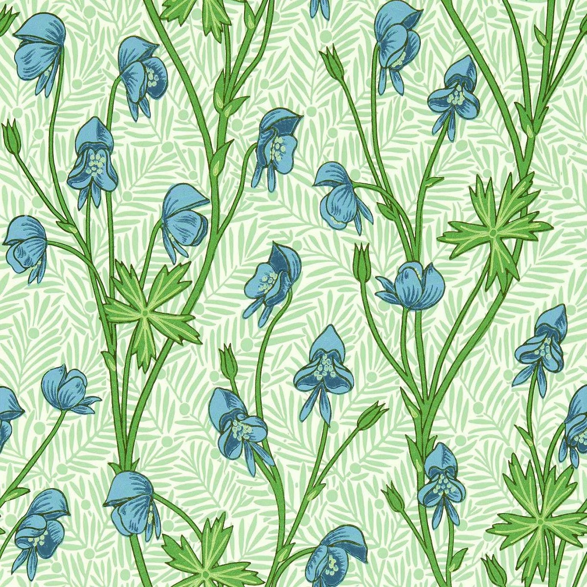 Monkshood Cobalt/Goblin Green Fabric by William Morris & Co.