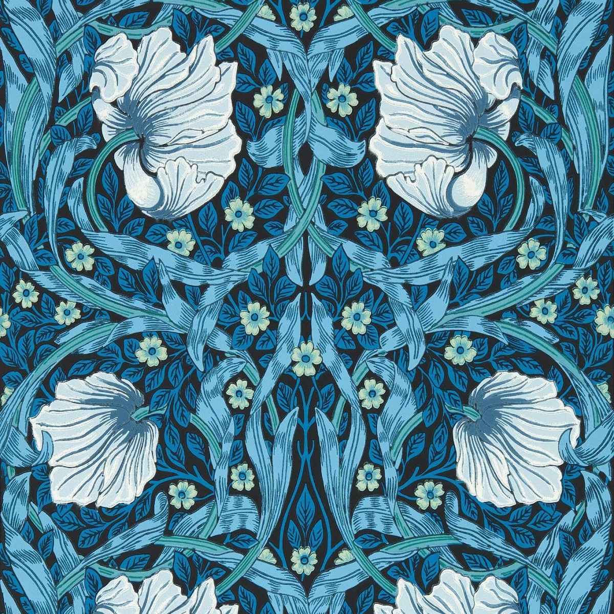 Pimpernel Midnight/Opal Fabric by William Morris & Co.