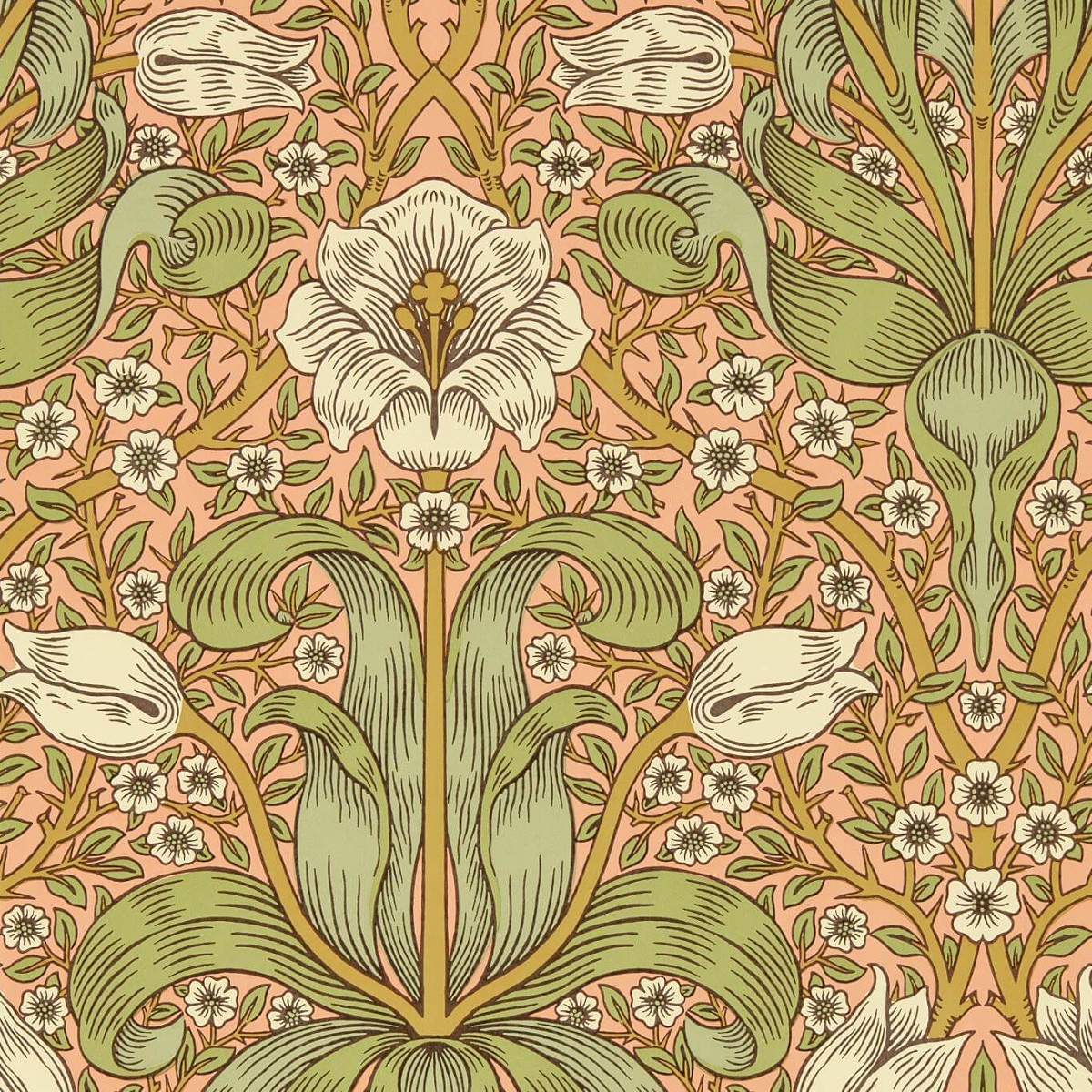 Spring Thicket Fruit Punch Fabric by William Morris & Co.