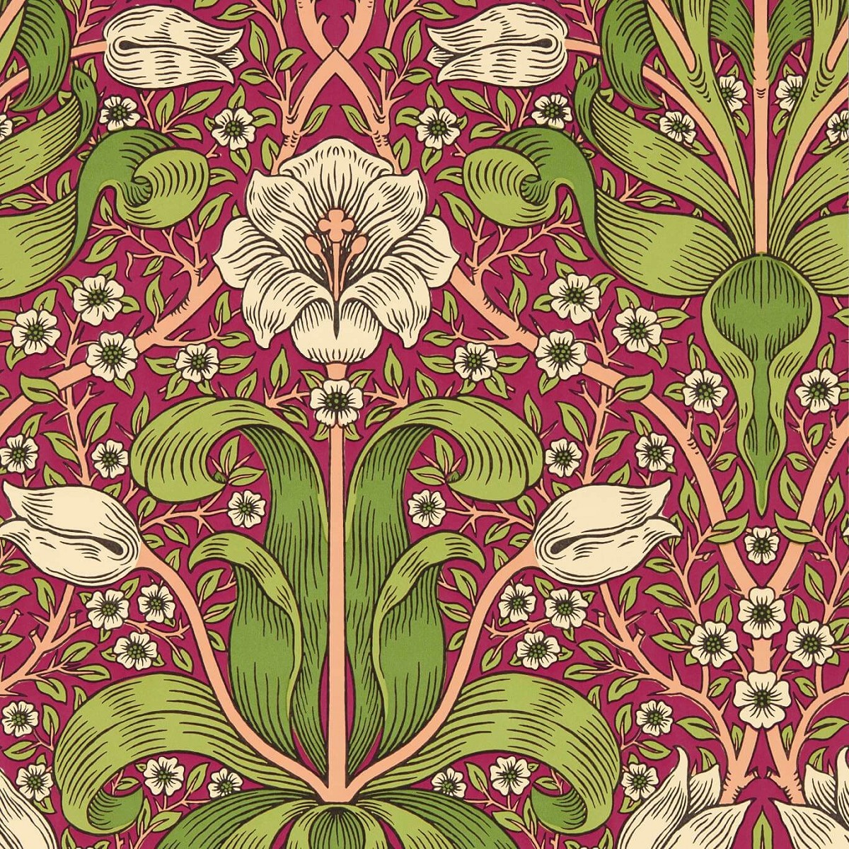 Spring Thicket Maraschino Cherry Fabric by William Morris & Co.