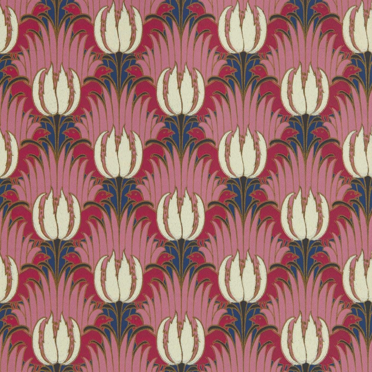 Tulip & Bird Amaranth & Blush Fabric by William Morris & Co.