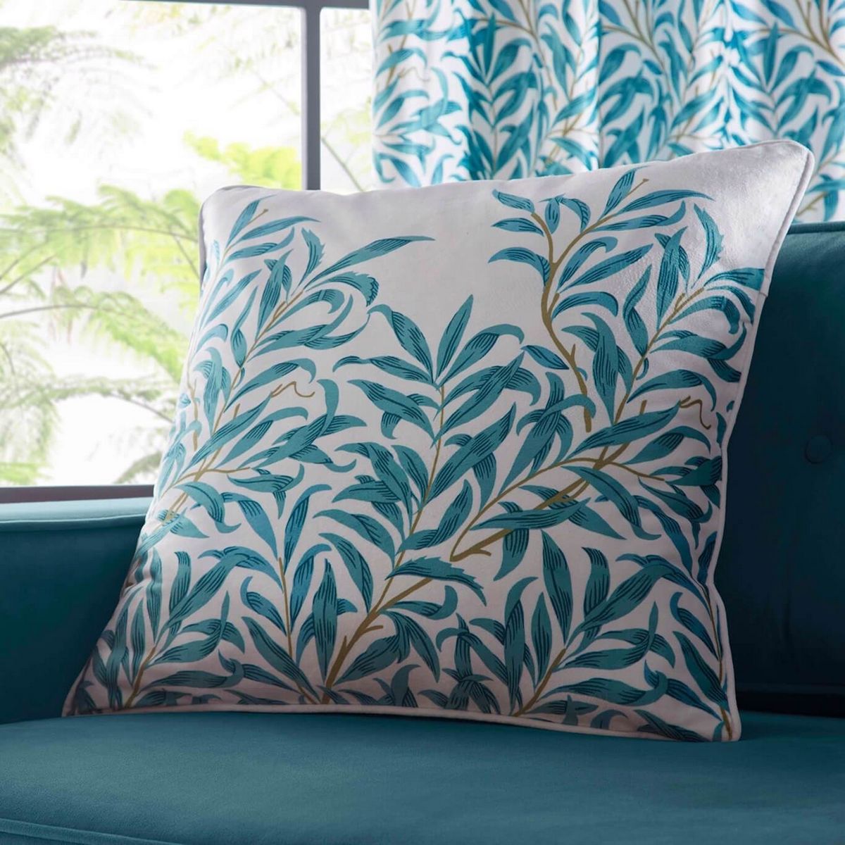 Willow Boughs Teal Cushion Fabric by Clarke & Clarke
